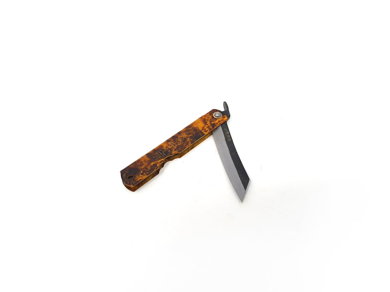 Japanese Higonokami Blue Steel Garden Pocket Knife "Tortoiseshell Handle"