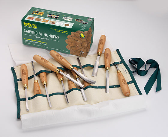 Record Power Comprehensive 12 Piece Carving Tool Collection & Tool Roll
